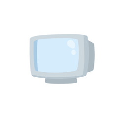 Computer monitor. Retro Screen of the device. Watch TV and videos. Flat cartoon illustration