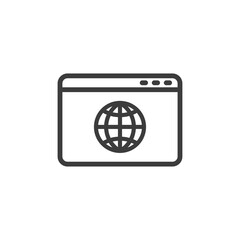 Web browser page with globe icon and white background.