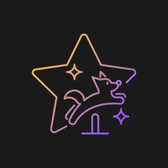 Pet training show gradient vector icon for dark theme. Dog tricks competition. Doggy exhibition. Watch fun media genre. Thin line color symbol. Modern style pictogram. Vector isolated outline drawing