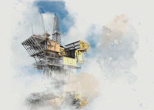Oil platform, illustration