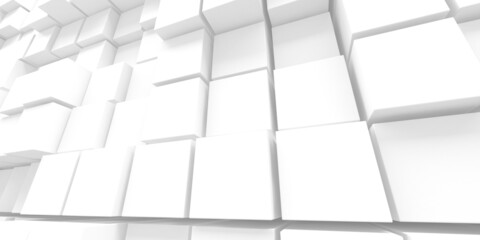 White cubes structure. Abstract futuristic background.