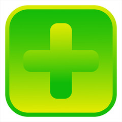 Fototapeta premium Green cross sign. Isolated web icon.