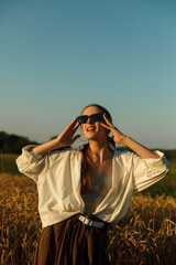 stylish portrait of a girl in sunglasses
