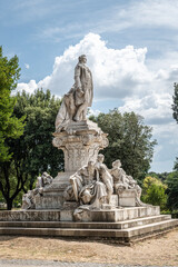 Fototapeta na wymiar The Goethe monument is in Rome on Viale Goethe in the Villa Borghese . It was designed by the German sculptor Gustav Eberlein on behalf of Kaiser Wilhelm II 