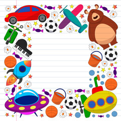 Fototapeta premium Children play with toys in the kindergarten. Kids playground. Education, creativity, imagination.