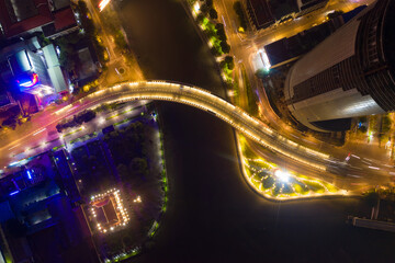 Beautiful night city, cityscape of Ho Chi Minh city, Vietnam