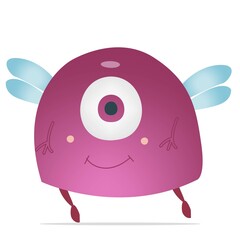 Vector monster of blue color with wings