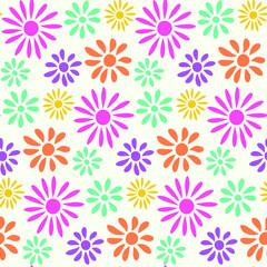 Abstract Floral Seamless Pattern With Leaves
