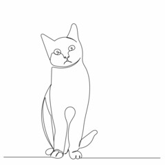 continuous line drawing cat sketch, isolated