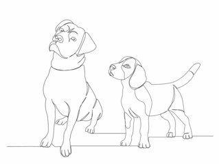 continuous line drawing of dog sketch, vector