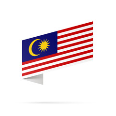 Malaysia flag state symbol isolated on background national banner. Greeting card National Independence Day of the Malaysia. Illustration banner with realistic state flag.