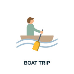 Boat Trip flat icon. Colored sign from excursions collection. Creative Boat Trip icon illustration for web design, infographics and more