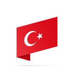 Turkey flag state symbol isolated on background national banner. Greeting card National Independence Day of the republic of Turkey. Illustration banner with realistic state flag.