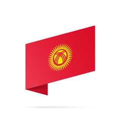 Kyrgyzstan flag state symbol isolated on background national banner. Greeting card National Independence Day of the Kyrgyz Republic. Illustration banner with realistic state flag of Kirghizia.