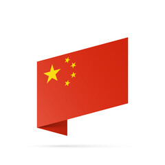 China flag state symbol isolated on background national banner. Greeting card National Independence Day of the Peoples Republic of China. Illustration banner with realistic state flag of PRC.