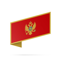 Montenegro flag state symbol isolated on background national banner. Greeting card National Independence Day of the republic of Montenegro. Illustration banner with realistic state flag.