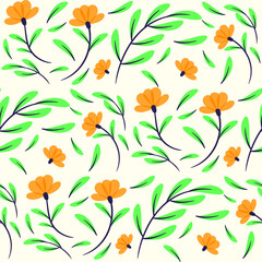 Fototapeta na wymiar Abstract Floral Seamless Pattern With Leaves