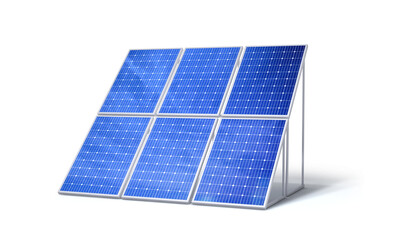 Structure of solar panels isolated from the white background - obrazy, fototapety, plakaty