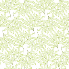 Naklejka na ściany i meble Abstract Floral Seamless Pattern With Leaves