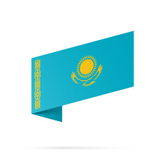 Kazakhstan flag state symbol isolated on background national banner. Greeting card National Independence Day of the Republic of Kazakhstan. Illustration banner with realistic state flag of RK.