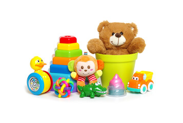 Toys collection isolated on white