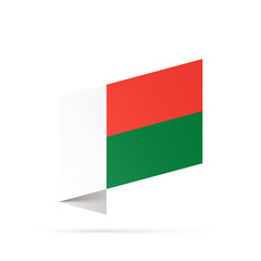 Madagascar flag state symbol isolated on background national banner. Greeting card National Independence Day of the Republic of Madagascar. Illustration banner with realistic state flag.