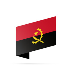 Angola flag state symbol isolated on background national banner. Greeting card National Independence Day of the Republic of Angola. Illustration banner with realistic state flag.