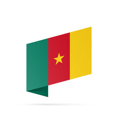 Republica Camerun flag state symbol isolated on background national banner. Greeting card National Independence Day of the Republic of Camerun. Illustration banner with realistic state flag.