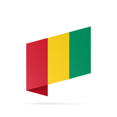 Guinea flag state symbol isolated on background national banner. Greeting card National Independence Day of the Republic of Guinea. Illustration banner with realistic state flag.