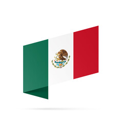Mexico flag state symbol isolated on background national banner. Greeting card National Independence Day of the United Mexican States. Illustration banner with realistic state flag of UMS.