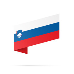 Slovenia flag state symbol isolated on background national banner. Greeting card National Independence Day of the Republic of Slovenia. Illustration banner with realistic state flag.