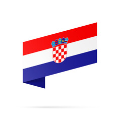 Croatia flag state symbol isolated on background national banner. Greeting card National Independence Day of the Republic of Croatia. Illustration banner with realistic state flag.
