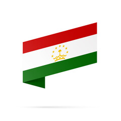 Tajikistan flag state symbol isolated on background national banner. Greeting card National Independence Day of the Republic of Tajikistan. Illustration banner with realistic state flag.
