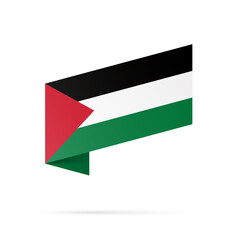 Palestine flag state symbol isolated on background national banner. Greeting card National Independence Day of the State of Palestine. Illustration banner with realistic state flag.