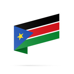 South Sudan flag state symbol isolated on background national banner. Greeting card National Independence Day of the Republic of South Sudan. Illustration banner with realistic state flag.