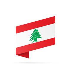 Lebanon flag state symbol isolated on background national banner. Greeting card National Independence Day of the Lebanese Republic. Illustration banner with realistic state flag.