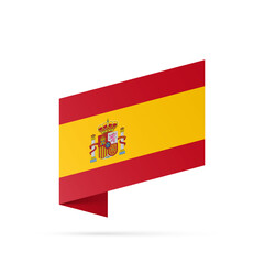 Spain flag state symbol isolated on background national banner. Greeting card National Independence Day of the Kingdom of Spain. Illustration banner with realistic state flag.