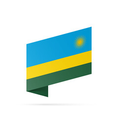 Rwanda flag state symbol isolated on background national banner. Greeting card National Independence Day of the Republic of Rwanda. Illustration banner with realistic state flag.