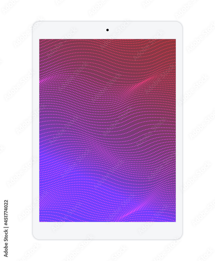 Aufkleber tablet mockup with colorful curve lines screen white frame design