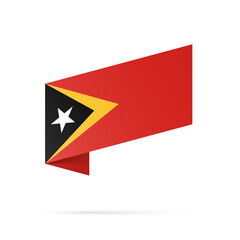 Timor-Leste flag state symbol isolated on background national banner. Greeting card National Independence Day Democratic Republic of Timor-Leste. Illustration banner realistic state flag of East Timor
