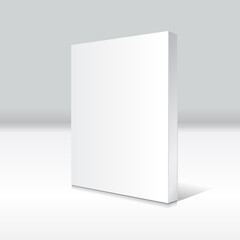 Blank white standing thin softcover book or magazine mockup template.