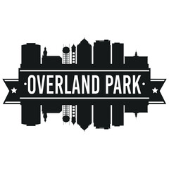Obraz premium Overland Park Kansas Skyline. Banner Vector Design Silhouette Art. Cityscape Travel Monuments.