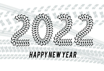 New year banner. For transport companies or manufacturers of tires and machines.
