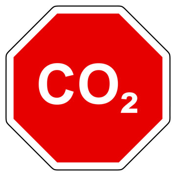 Kohlendioxid und Stop Schild