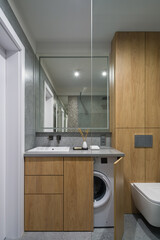 Modern bathroom with wood and granite