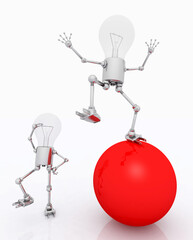 Glühbirnen Figuren mit rotem Ball