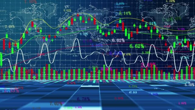 Financial data K-line rolling stock trading volume background