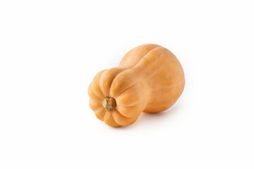 Pumpkin lies on a white background on the side, isolate