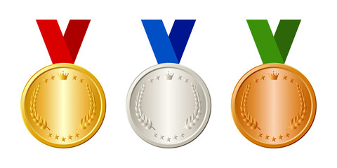 金銀銅メダル, ランキング, 王冠のベクターアイコンイラスト白背景