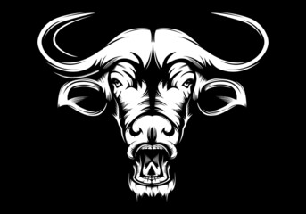 Cape buffalo hunting logo. Buffalo isolated vector. Catle farm modern emblem.